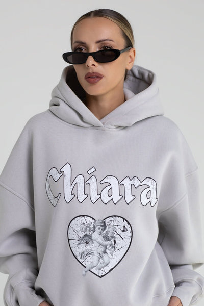 Bluza damska hoodie ANGEL - jasny szary - Chiara Wear