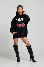 Załaduj obraz do przeglądarki galerii, Bluza damska hoodie CHERRY - czarny - Chiara Wear
