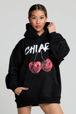 Załaduj obraz do przeglądarki galerii, Bluza damska hoodie CHERRY - czarny - Chiara Wear
