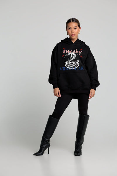 Bluza damska hoodie SNEAKY - czarny - Chiara Wear