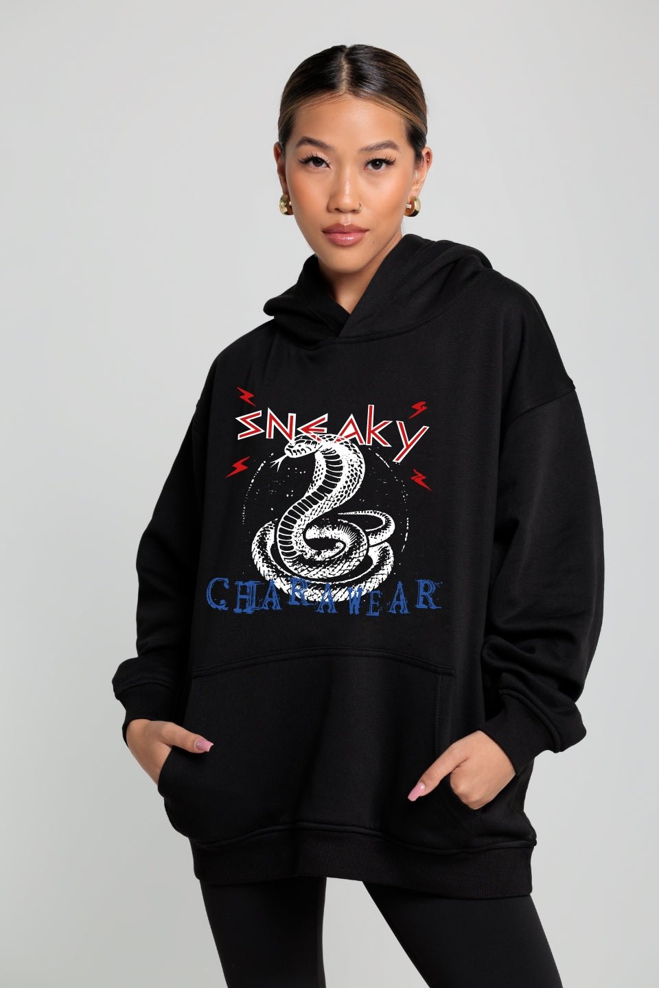 Bluza damska hoodie SNEAKY - czarny - Chiara Wear