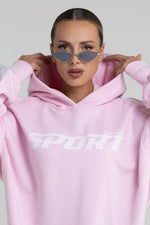 Załaduj obraz do przeglądarki galerii, Bluza damska hoodie z lampasem SPORTY - różowy - Chiara Wear
