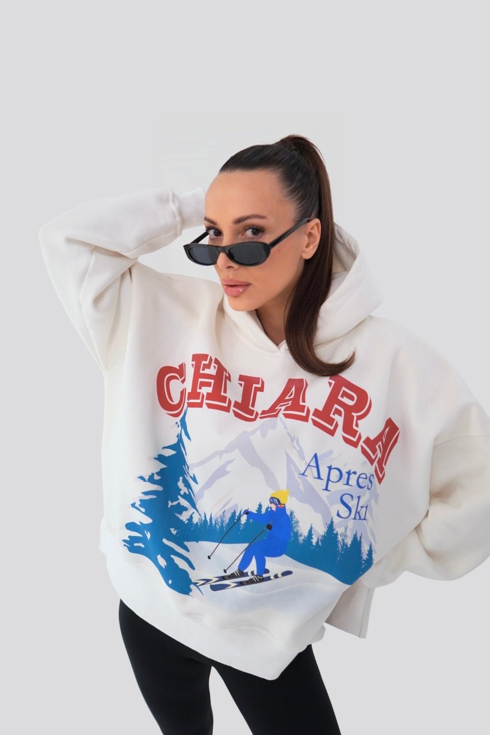 Bluza damska kaptur APRES SKI - biały - Chiara Wear