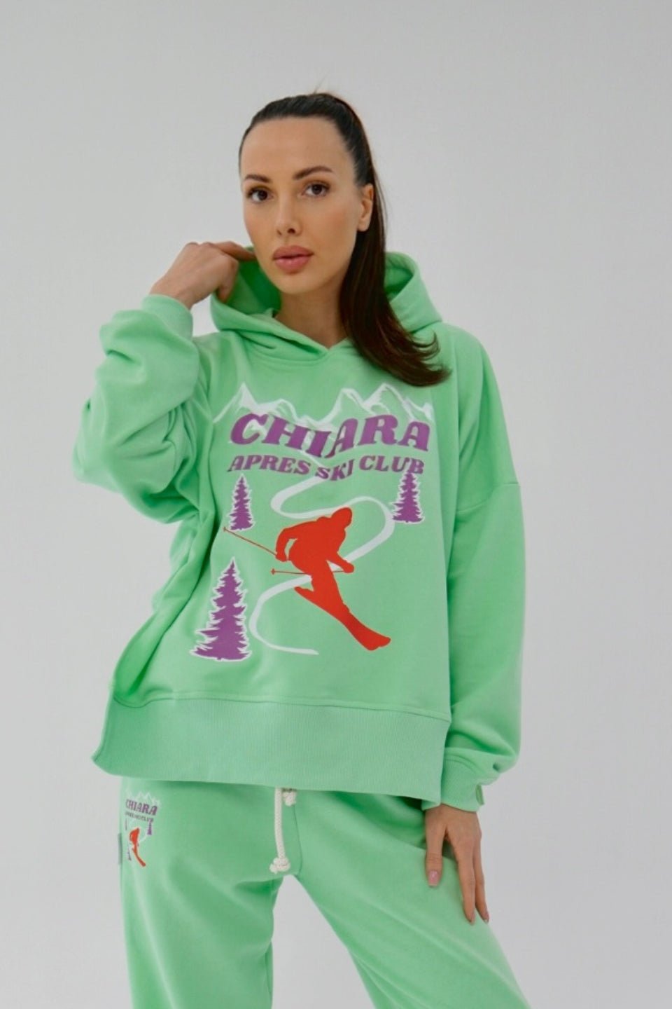 Bluza damska kaptur APRES SKI CLUB - pistacja - Chiara Wear