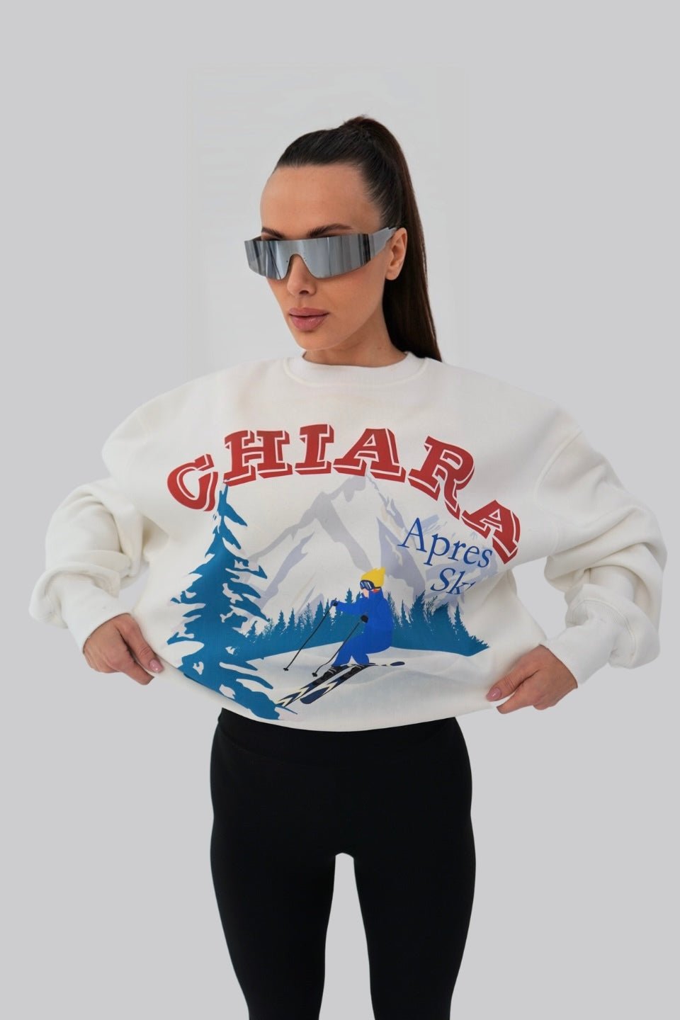 Bluza damska oversize APRES SKI - biały - Chiara Wear