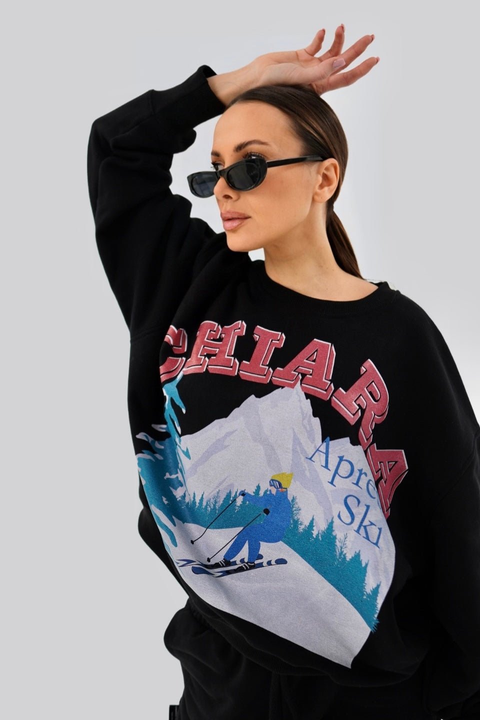 Bluza damska oversize APRES SKI - czarny - Chiara Wear