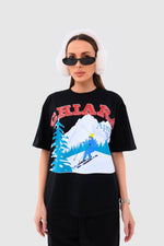 Załaduj obraz do przeglądarki galerii, T-shirt bawełniany oversize APRES SKI - czarny - Chiara Wear
