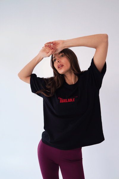 T-shirt bawełniany oversize EMOTIONALLY - czarny - Chiara Wear