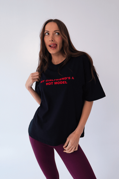 T-shirt bawełniany oversize HOT MODEL - czarny - Chiara Wear