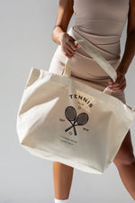 Załaduj obraz do przeglądarki galerii, Torba TOTE typu shopper TENNIS - beżowy nadruk CZARNY - Chiara Wear
