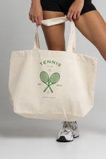 Załaduj obraz do przeglądarki galerii, Torba TOTE typu shopper TENNIS - beżowy nadruk ZIELONY - Chiara Wear
