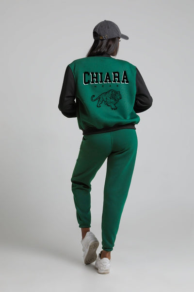 Bejsbolówka dwukolorowa haft CHIARA - zielono-czarna - Chiara Wear