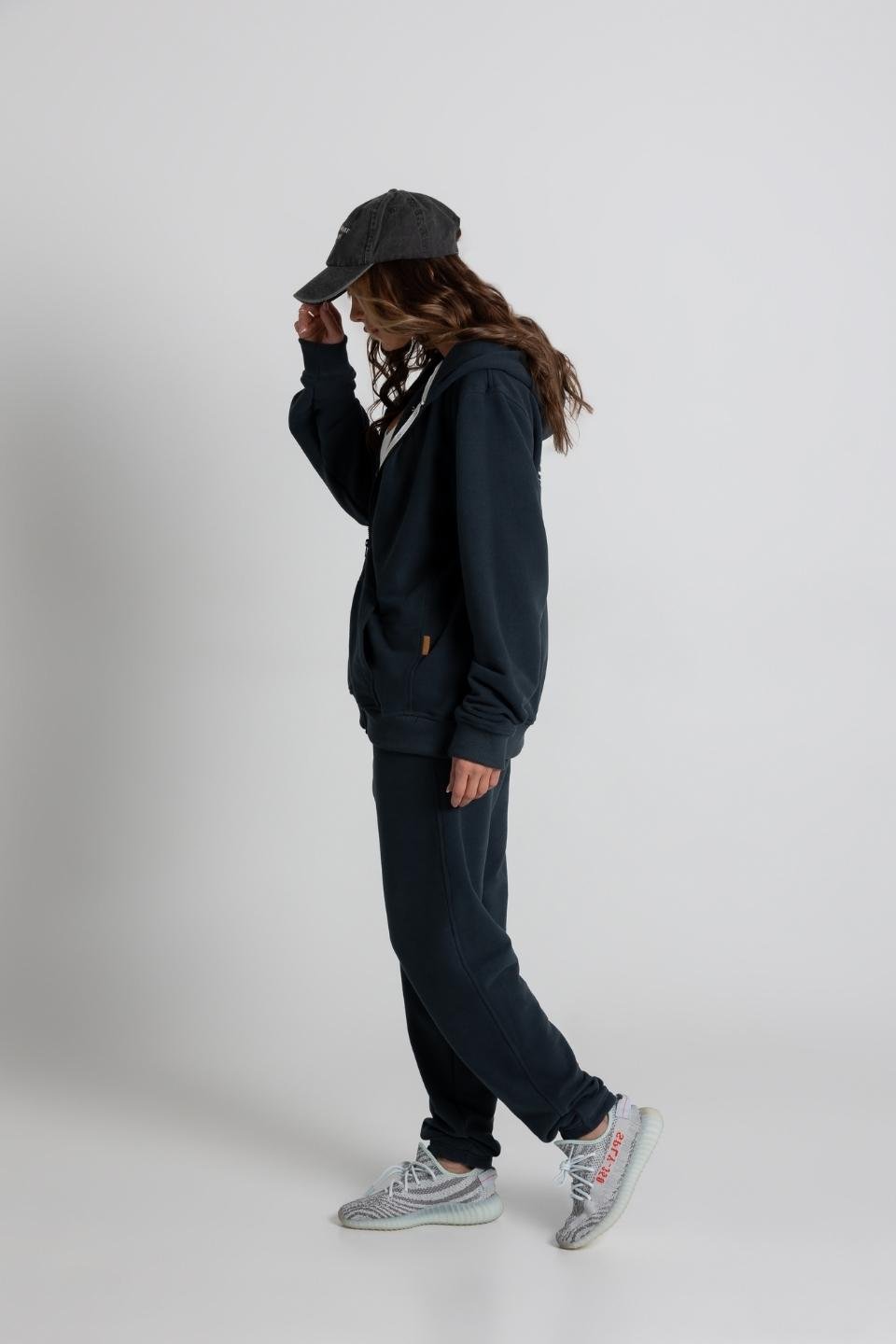 Bluza damska z kapturem hoodie - granatowy - Chiara Wear
