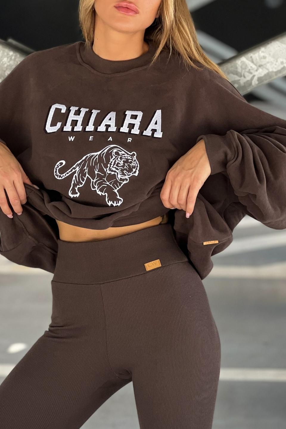 Bluza oversize GO TIGERS - brązowa - Chiara Wear