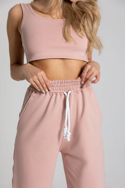 Komplet dresowy top + spodnie - różowy - Chiara Wear
