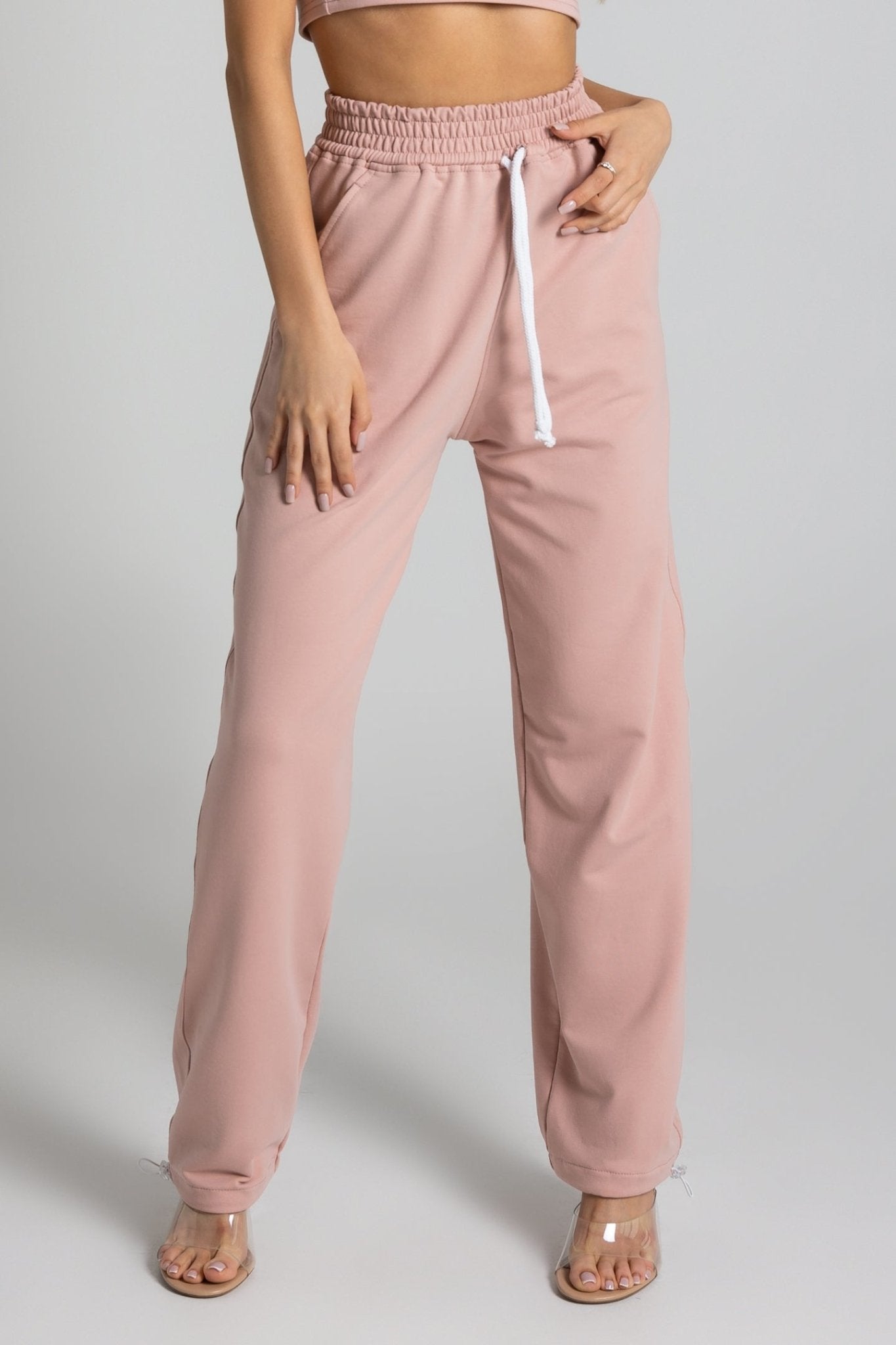 Komplet dresowy top + spodnie - różowy - Chiara Wear