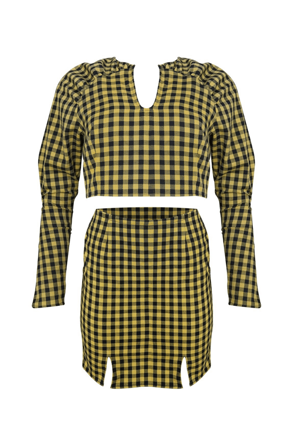 Komplet KIMMI bluzka + spódniczka - żółto-czarny - Chiara Wear