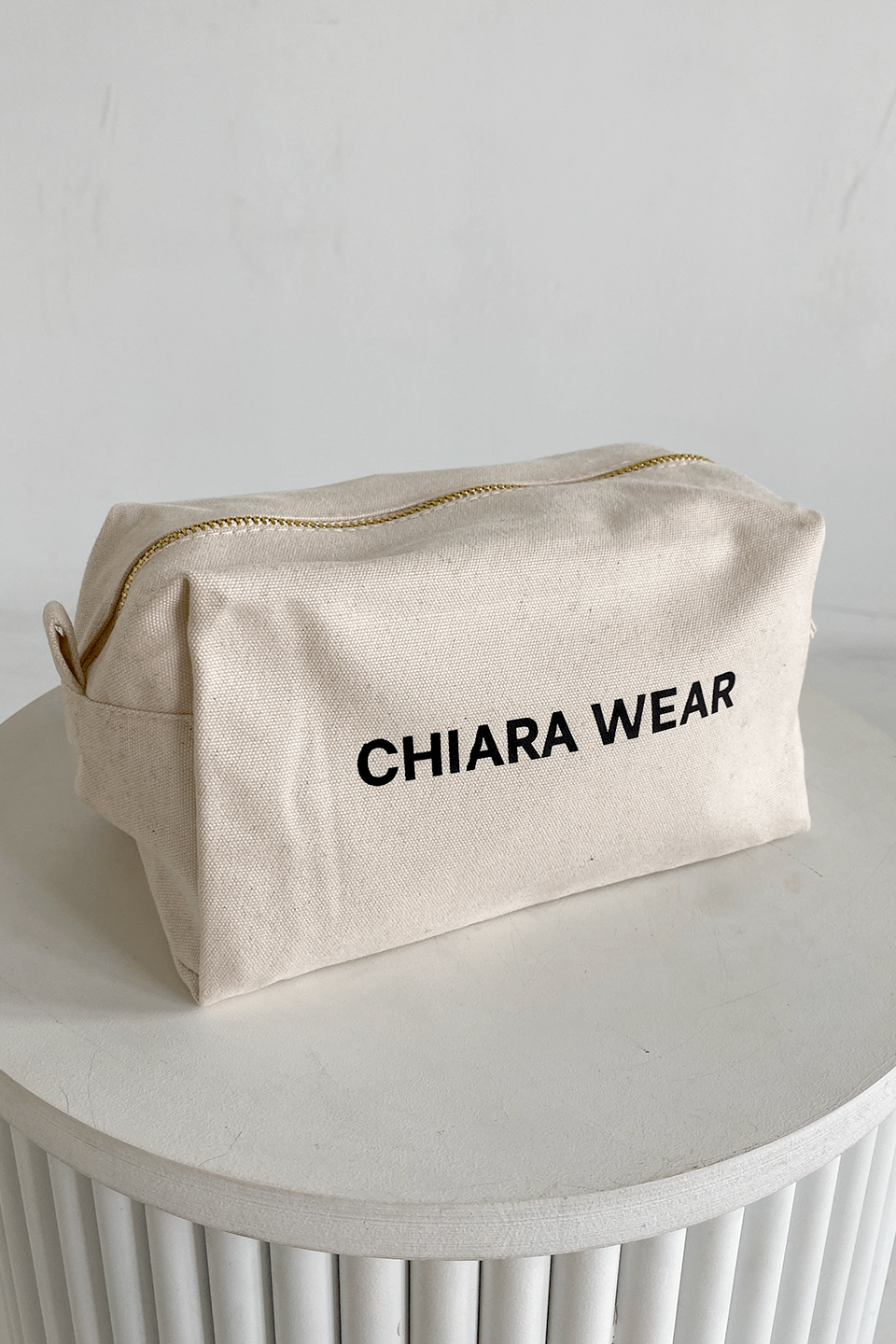 Kosmetyczka bawełniana na zamek CHIARA - beżowy - Chiara Wear