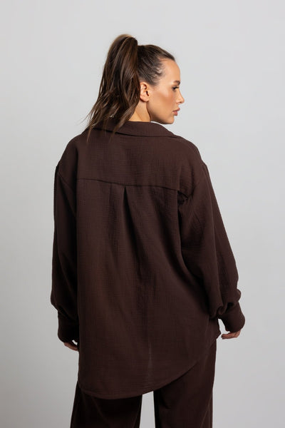 Koszula muślinowa MAY - czekoladowy brąz - Chiara Wear