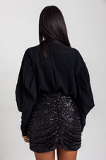 Załaduj obraz do przeglądarki galerii, Spódniczka mini SHINE - czarne cekiny - Chiara Wear
