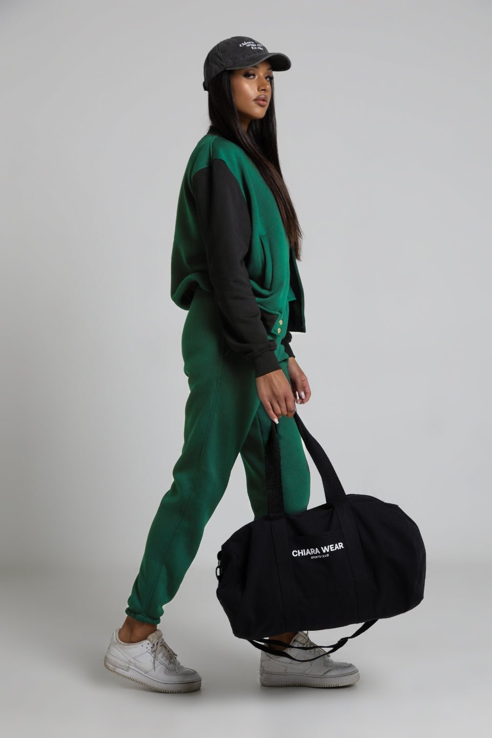 Spodnie dresowe joggery damskie - butelkowa zieleń - Chiara Wear