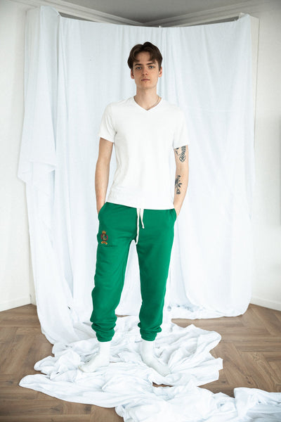 Spodnie dresowe męskie - PUMPY SNAKE - zielony - Chiara Wear