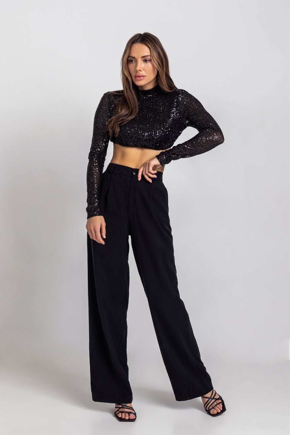 Spodnie garniturowe damskie GARCON TALL - czarny - Chiara Wear