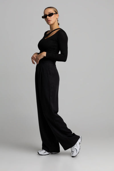 Spodnie garniturowe damskie GARCON TALL - czarny - Chiara Wear