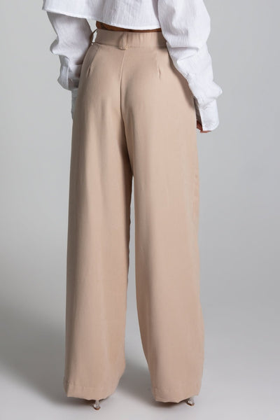 Spodnie garniturowe damskie GARCON TALL - jasny beż - Chiara Wear