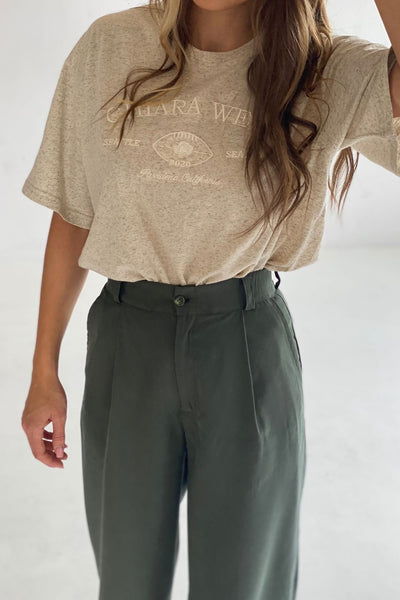 Spodnie garniturowe damskie GARCON TALL - khaki - Chiara Wear