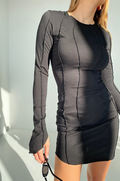Sukienka BEATE mini z przeszyciami - czarny - Chiara Wear