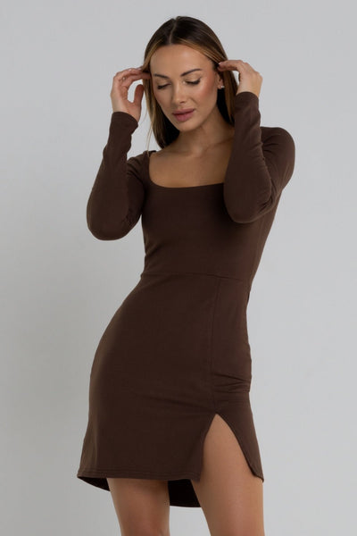 Sukienka mini PATRICIA - brązowy - Chiara Wear