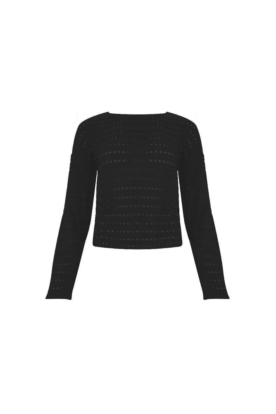 Sweter ażurowy damski - czarny - Chiara Wear