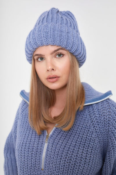 Sweter WARM na zamek - błękitny - Chiara Wear