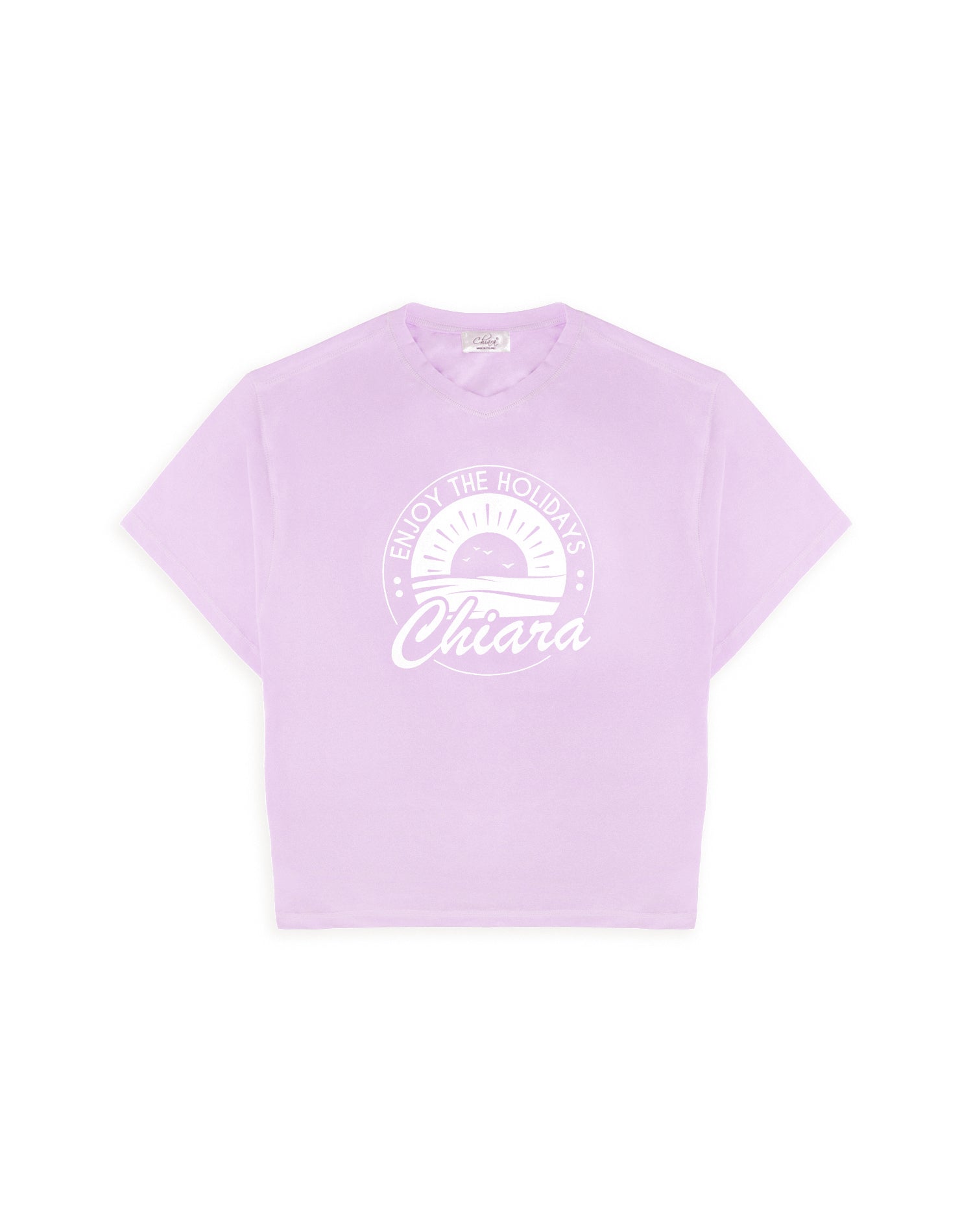 T-shirt damski HOLIDAYS - liliowy - Chiara Wear