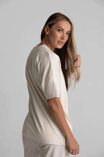 T-shirt damski oversize MONALISA - natural - Chiara Wear