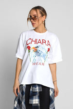 Załaduj obraz do przeglądarki galerii, T-shirt damski oversize nadruk ROSE - biały - Chiara Wear
