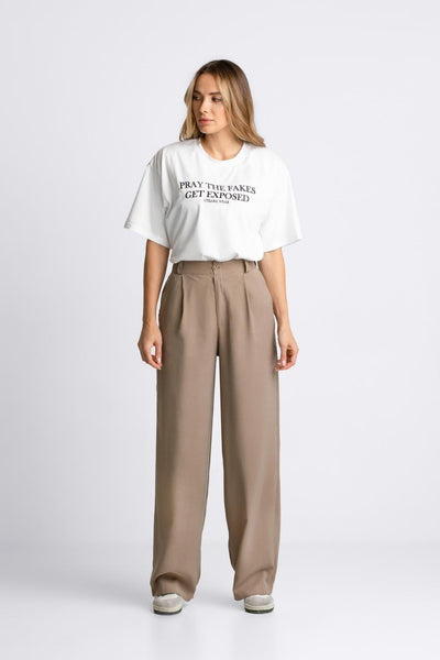 T-shirt damski oversize PRAY - biały - Chiara Wear
