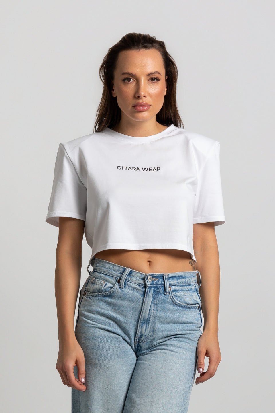 T-shirt krótki CROP TOP - biały - Chiara Wear