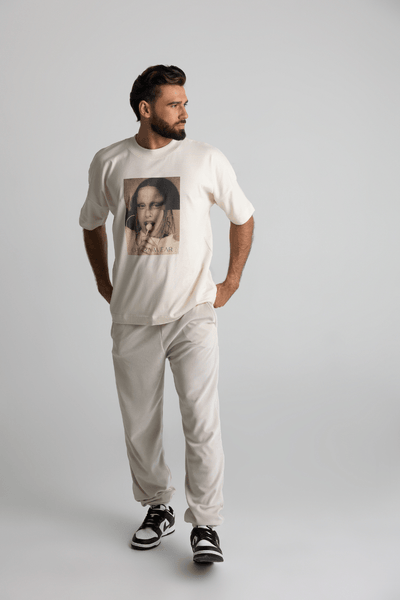 T-shirt męski oversize MONALISA - natural - Chiara Wear