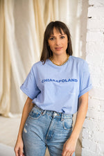 Załaduj obraz do przeglądarki galerii, T-shirt oversize THANK YOU - niebieski - Chiara Wear
