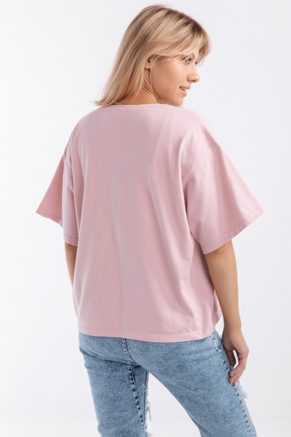 T-shirt oversize THANK YOU - różowy - Chiara Wear