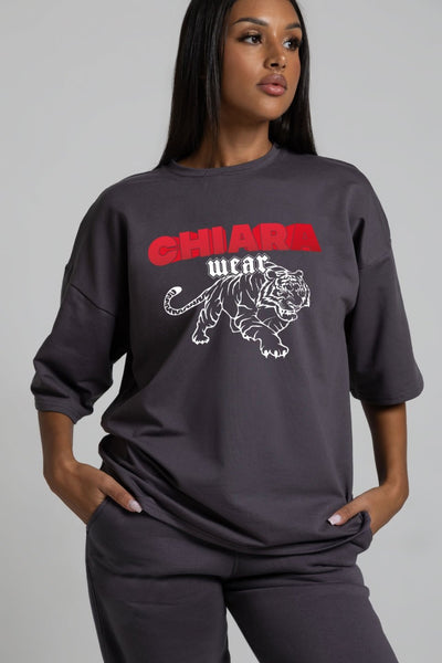 T-shirt oversize UNISEX - grafit TIGER - Chiara Wear