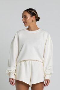 Bluza damska oversize - ecru - Chiara Wear