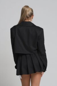 Krótka marynarka OFFICE - szary w paski - Chiara Wear
