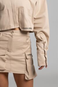 Spódniczka mini CARGO nadruk CHIARA - beżowy - Chiara Wear