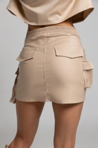 Spódniczka mini CARGO nadruk CHIARA - beżowy - Chiara Wear