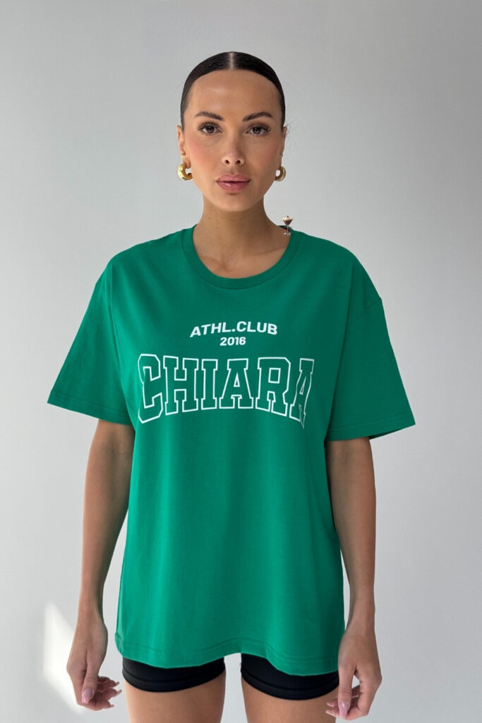 T-shirt bawełniany oversize CHIARA – zielony