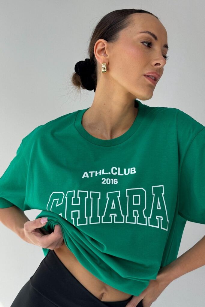 T-shirt bawełniany oversize CHIARA – zielony