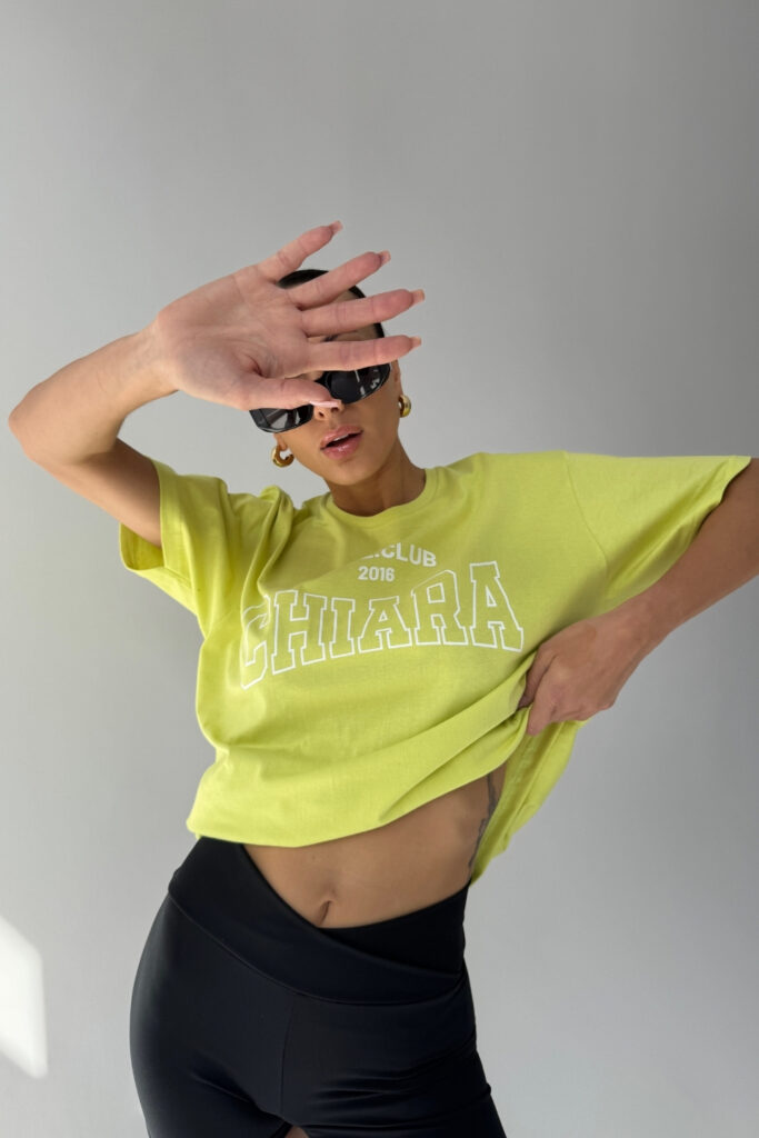 T-shirt bawełniany oversize CHIARA – limonka